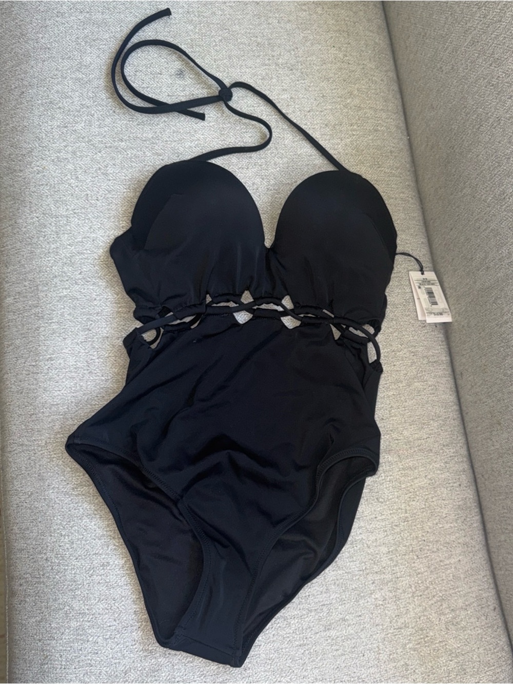 Black Cutout One-Piece Swimsuit NWT halter